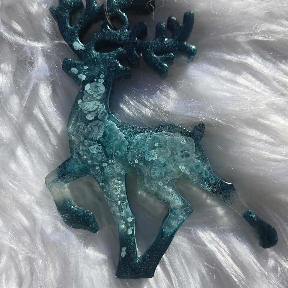 Teal Reindeer Christmas Ornament